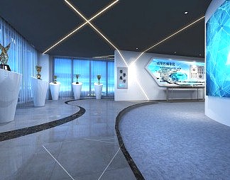 现代展厅3D模型下载