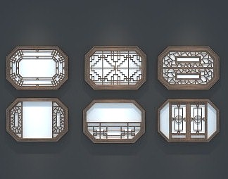 中式镂花窗3D模型下载