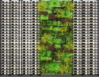 现代绿植墙3D模型下载