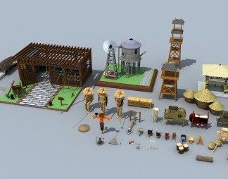 新中式农具3D模型下载