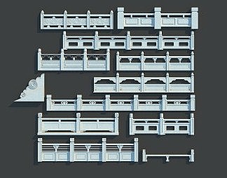 中式护栏3D模型下载