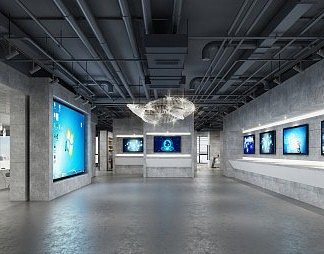 工业LOFT展厅3D模型下载