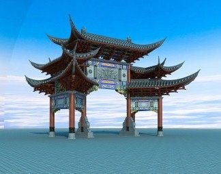 中式牌坊3D模型下载