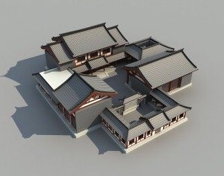 中式四合院3D模型下载