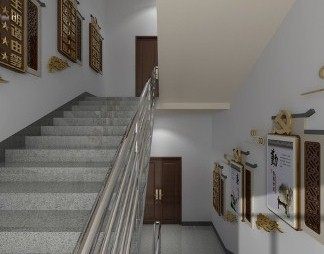 中式楼梯口3D模型下载
