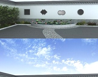 中式围墙3D模型下载