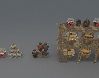 中式酒坛3D模型下载