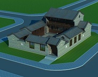 中式四合院3D模型下载