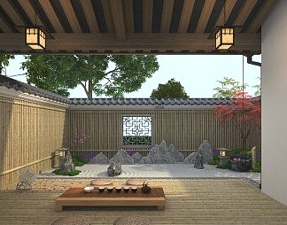 日韩庭院3D模型下载