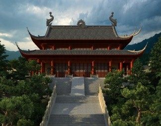 中式寺庙3D模型下载