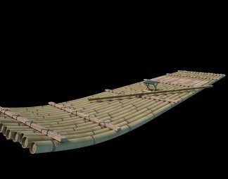 中式竹筏3D模型下载