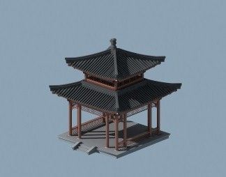 中式凉亭3D模型下载