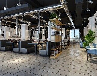 工业LOFT烤肉店3D模型下载