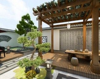 中式庭院3D模型下载