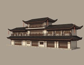 中式古建3D模型下载