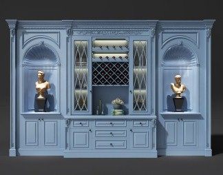 欧式酒柜3D模型下载