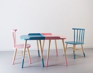 北欧儿童桌椅3D模型下载