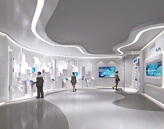 现代展厅3D模型下载