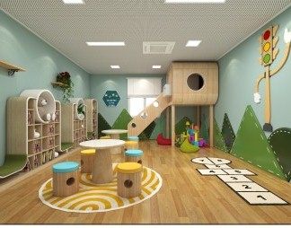 现代幼儿园3D模型下载