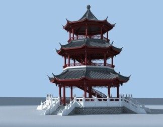 中式亭子3D模型下载