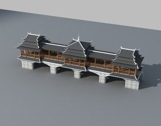 中式桥3D模型下载