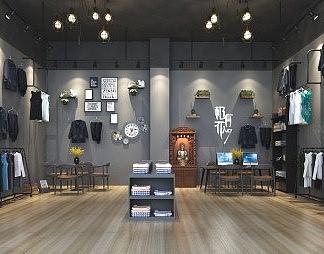 工业LOFT服装店3D模型下载