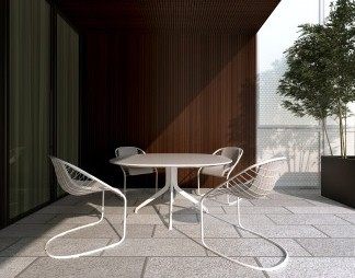 现代户外桌椅3D模型下载