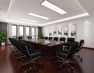 新中式会议室3D模型下载