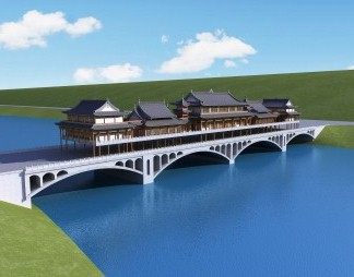 中式桥3D模型下载