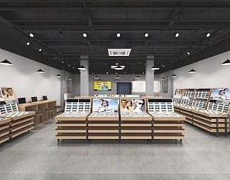 工业LOFT眼镜店3D模型下载