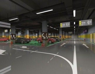 现代停车场3D模型下载