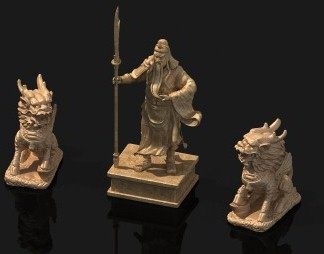 新中式雕塑3D模型下载