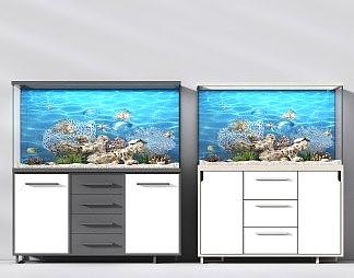 现代鱼缸3D模型下载