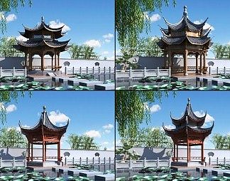 中式水榭3D模型下载