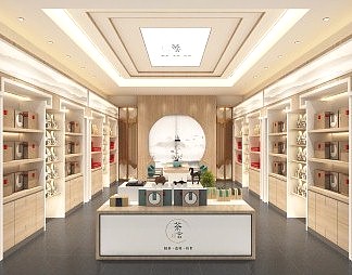 新中式茶叶店3D模型下载