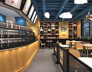 现代奶茶店3D模型下载