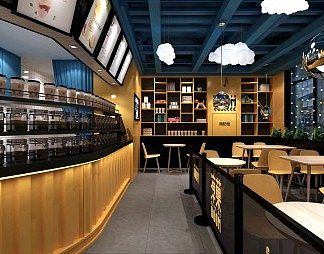 现代奶茶店3D模型下载