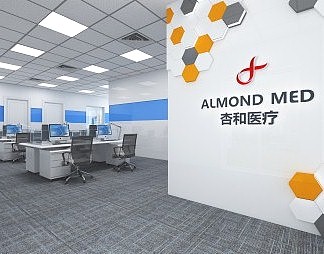 现代公共办公区3D模型下载