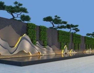 新中式背景墙3D模型下载
