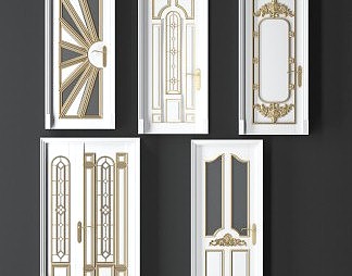 法式平开门3D模型下载