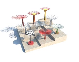 现代景观塔柱3D模型下载