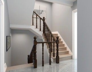 美式楼梯3D模型下载