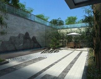 新中式庭院3D模型下载
