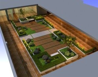 现代庭院3D模型下载