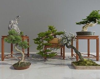 中式盆景3D模型下载