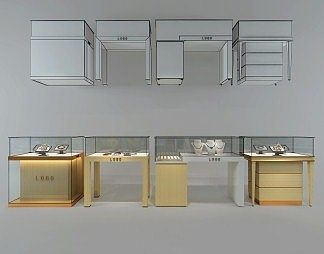 现代展示柜3D模型下载