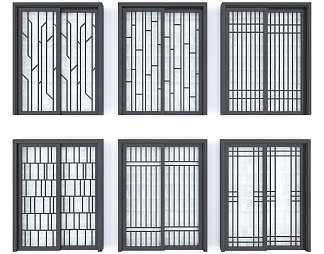 新中式推拉门3D模型下载