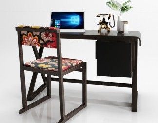 美式书桌椅3D模型下载