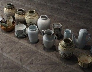 中式陶瓷器皿3D模型下载