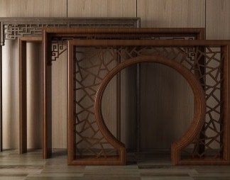 中式门拱3D模型下载